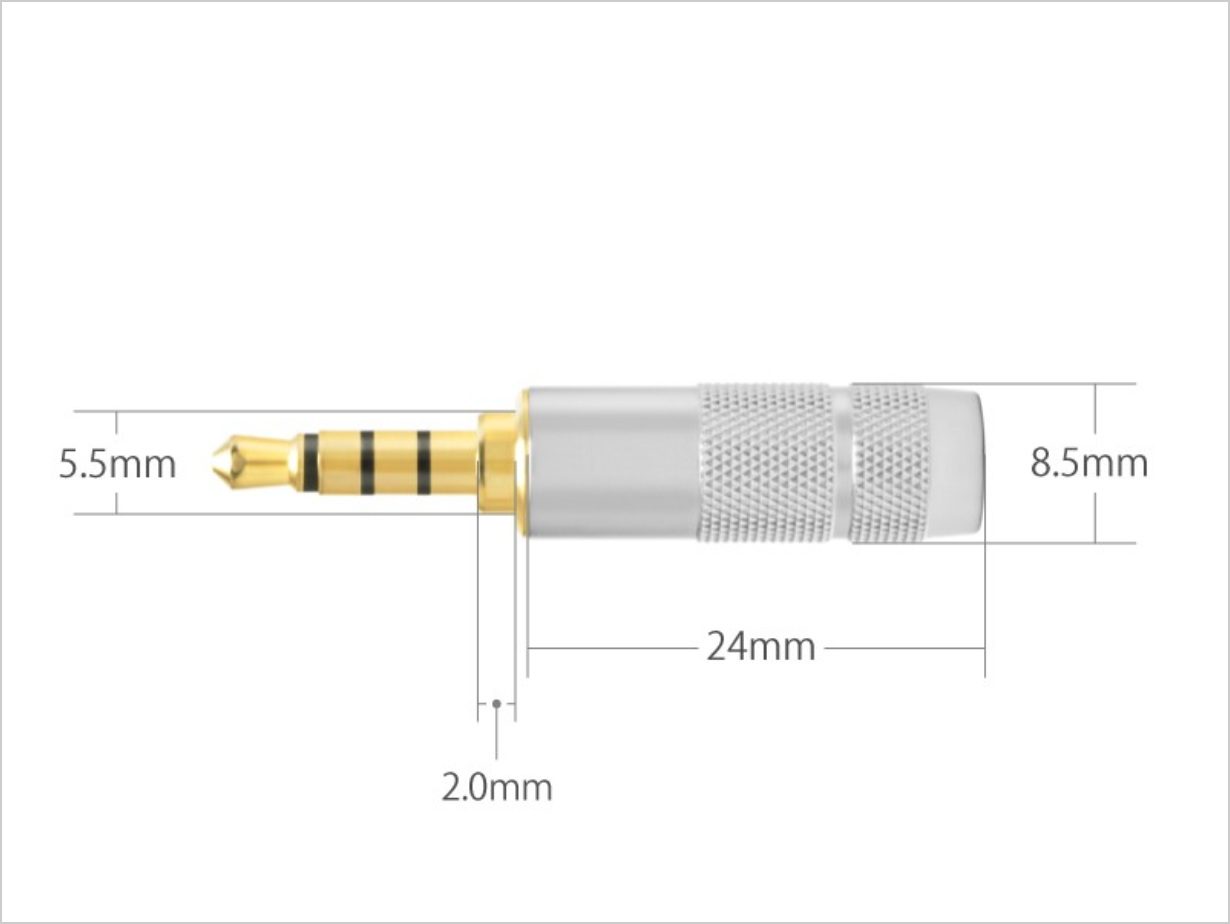 Oyaide P-3.5 / 4G kullattu 3.5mm 4-napainen pistoke (aukon halkaisija 4